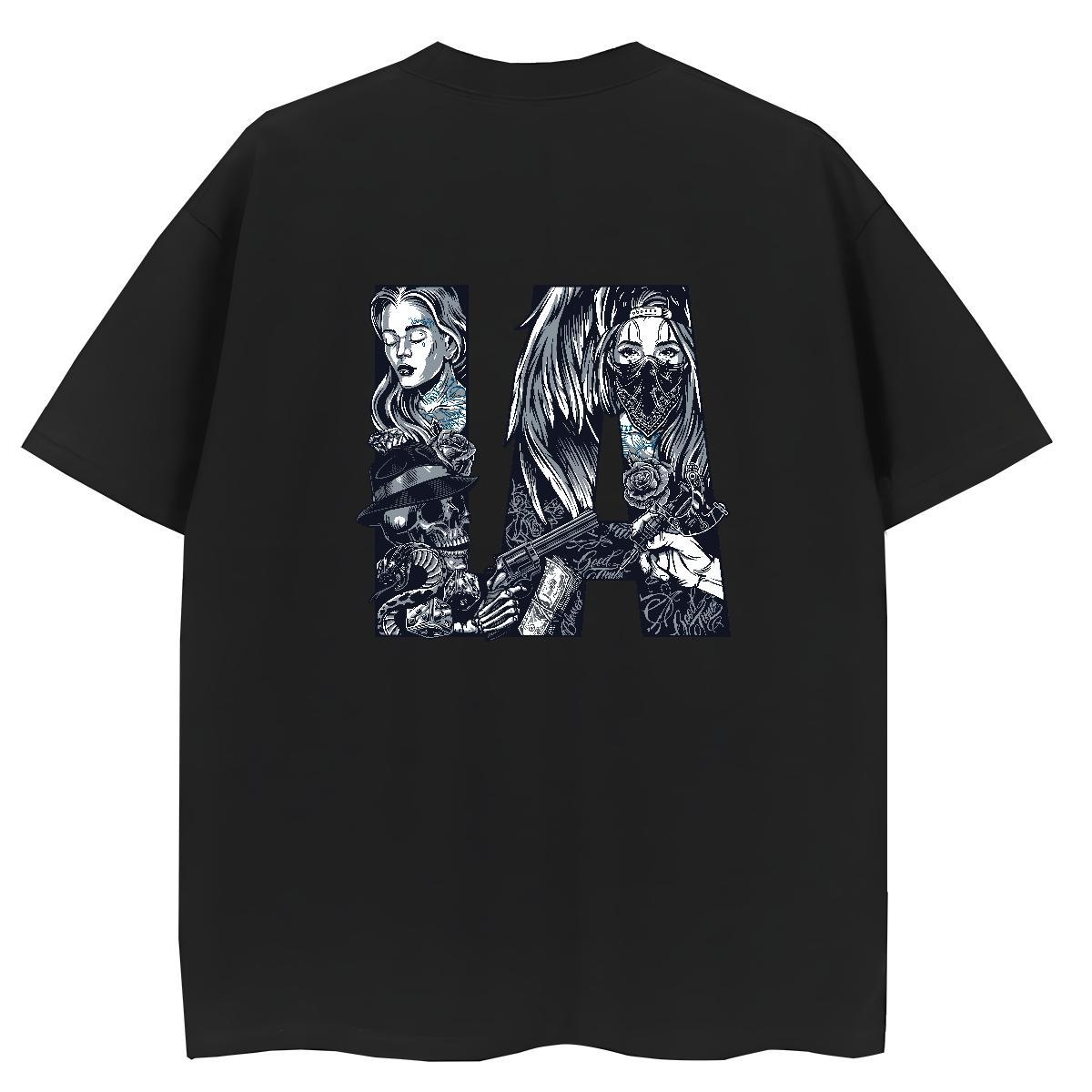 New Arrival Womens T Shirts 230g Cotton Breathable Short Sleeve Sports Casual skull Woman Tshirt Loose Black Oversized Clothes Shirt