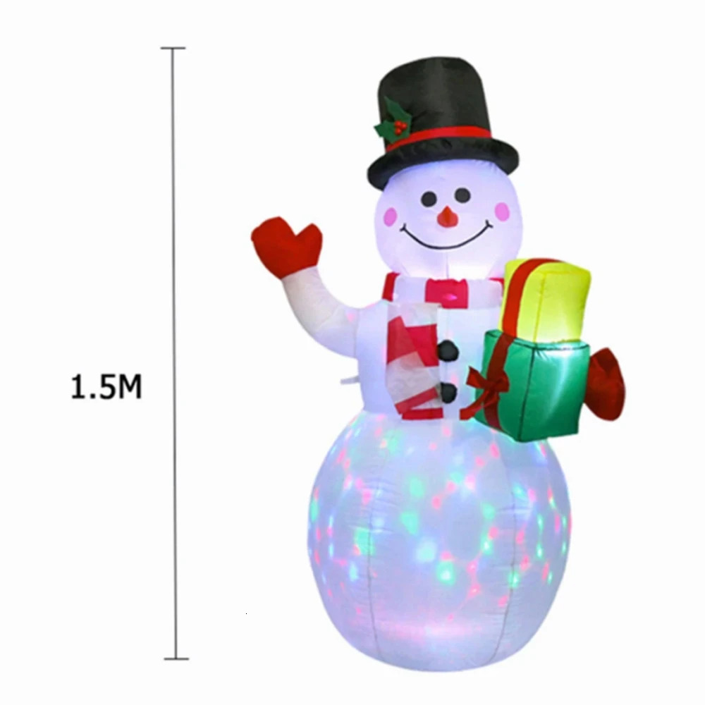 5FT/1.5M iatable snowman with colorful rotating LED lights outdoor Christmas gifts parties Years indoor decoration 241008