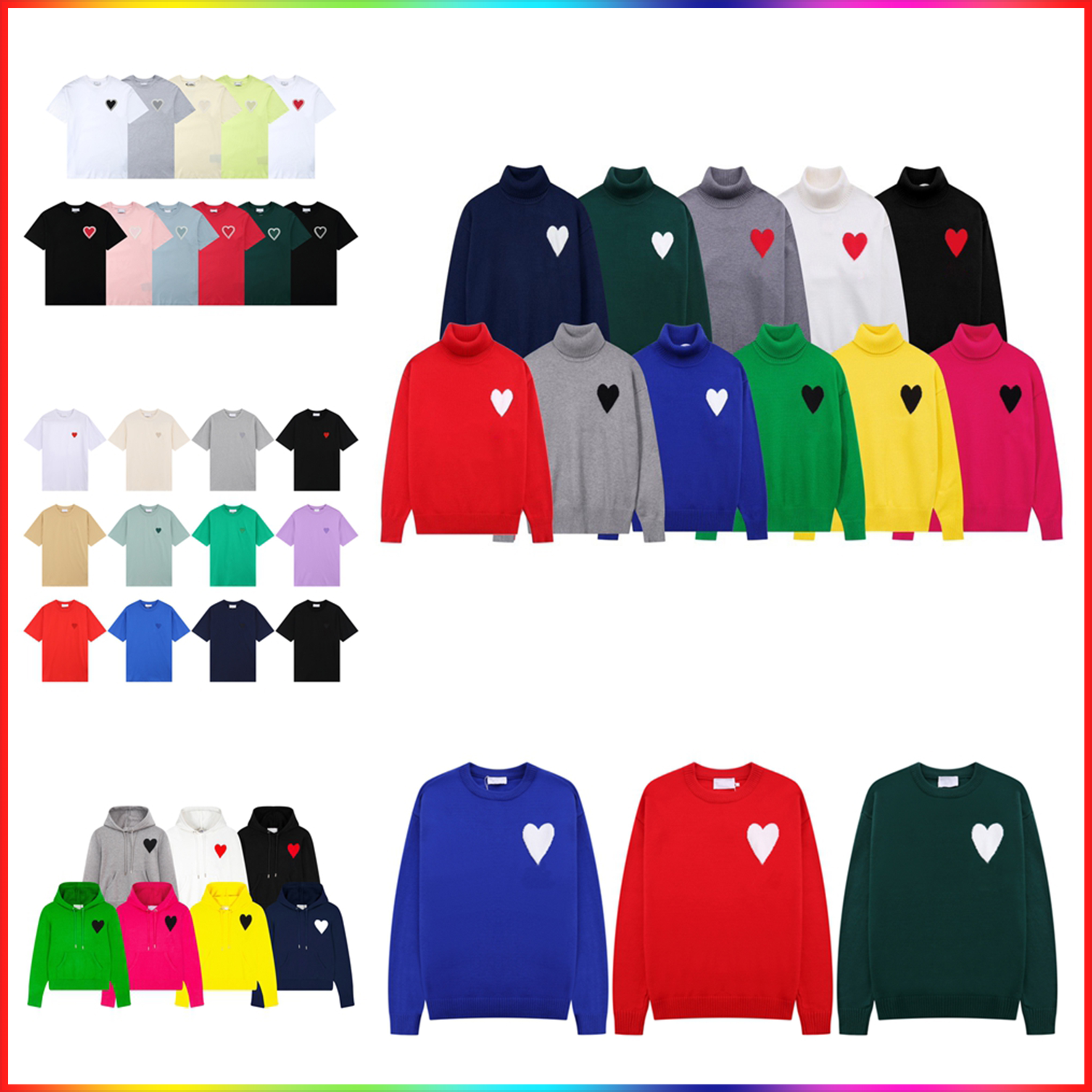 5A Designer T-shirt A Heart T-shirt Mens Neck Striped Fashion Long Sleeve Women Letter Designer shorts 2025 Embroidery High End Jacquard knitting Sweaters