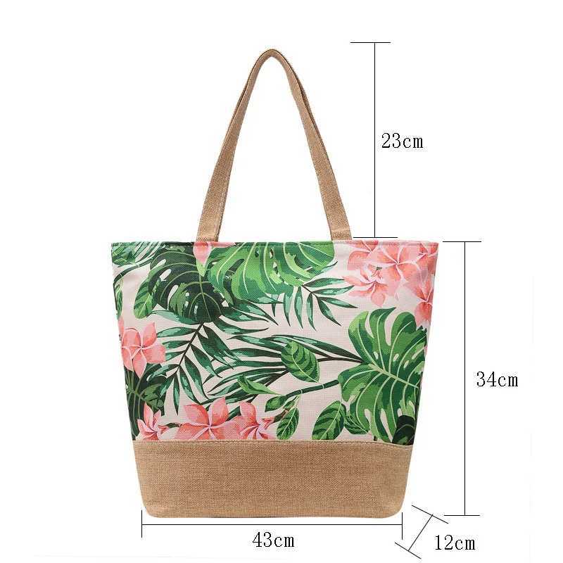 Fashion Folding Womens Large Size Handbag Womens Leisure Flower Printed Canvas Graffiti Shoulder Bag Beach Bolsa Feminina Y241011