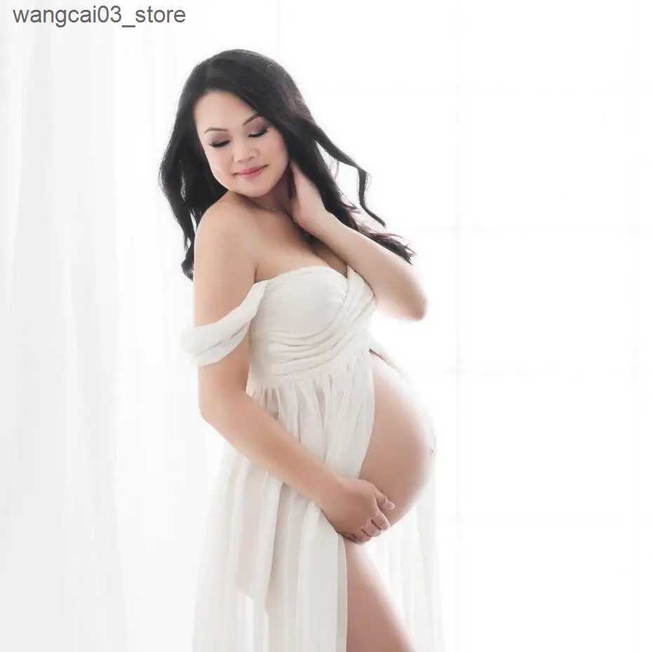 Maternity Dresses Sexy Maternity Photography Dress Props Classic Maternity Pink Blue dress Fancy Shooting Photo Spring Autumn Pregnant Dresses L240910