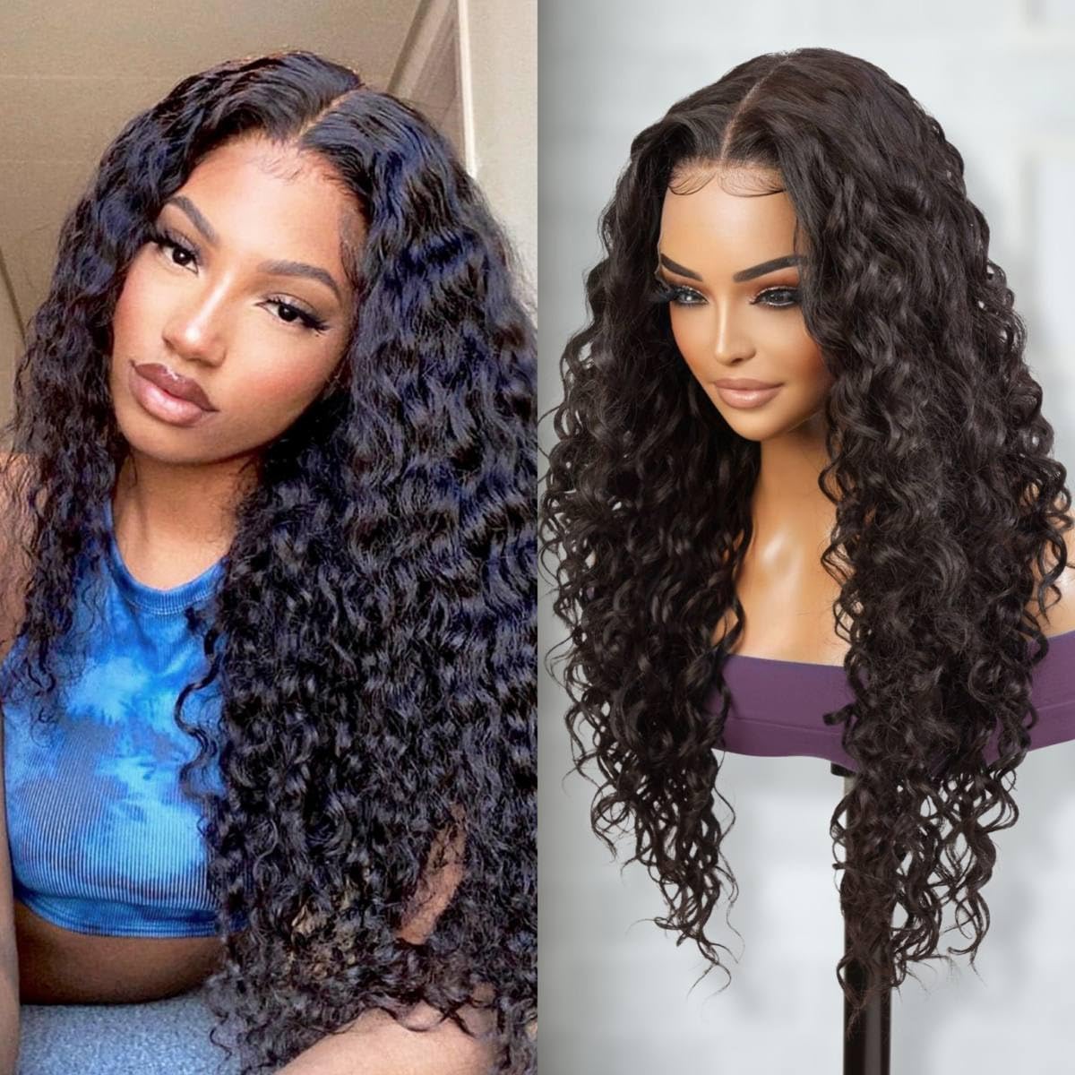 Water wave Curly full Lace Front Wigs Brazilian remy For Women Real Human Hair hd invisible Wet and Wavy full lace Frontal Wig 130%density Diva24