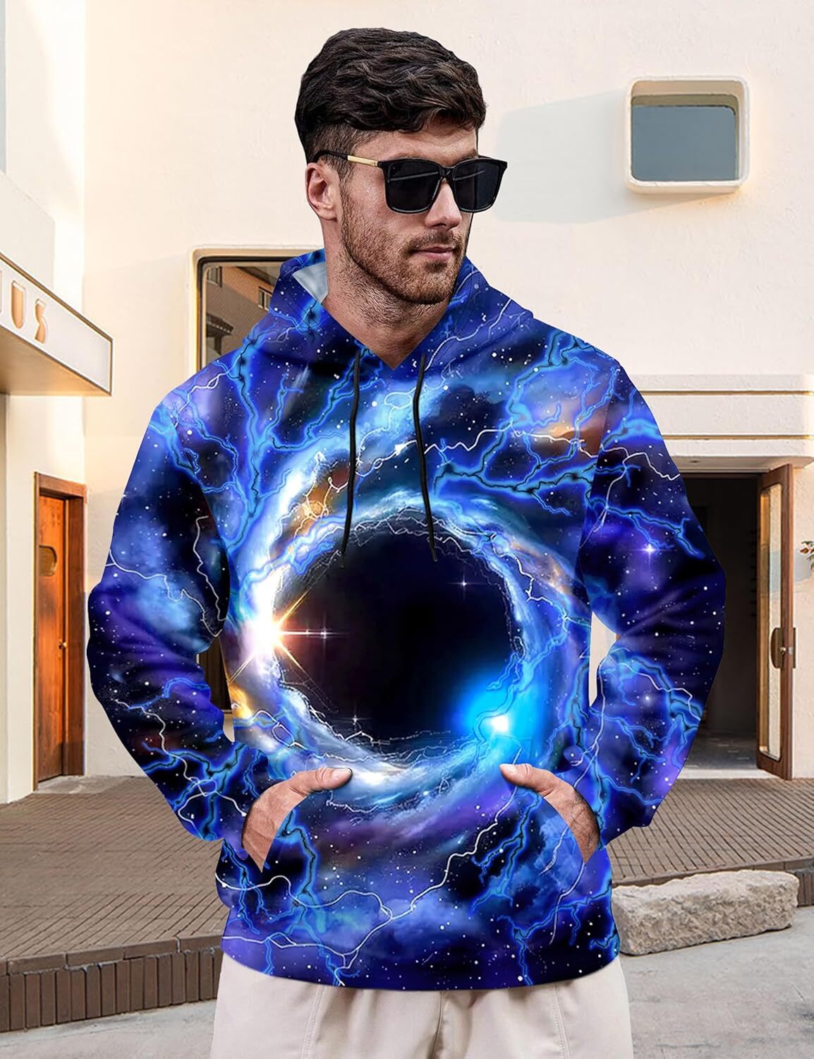 Hoodie for Mens Womens Mens Hoodie Long Sleeve 3D Galaxy Print Drawstring Casual Fashion Pullover Sweatshirt with Big Pocket Graphic keep warm