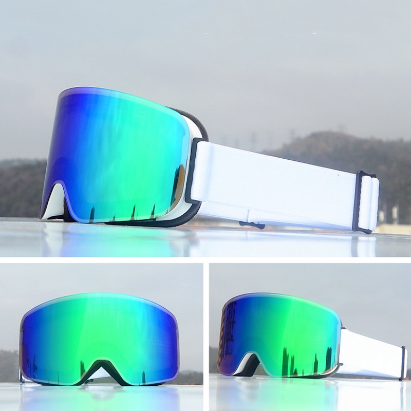 Ski Snowboard Goggles Men Women Oversized Skiing Eyewear Mask UV 400 Snow Protection Over Glasses Adult Double Anti-Fog Cylindrical Sports Sunglasses 