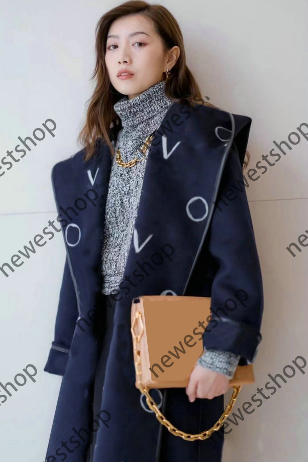 Autumn womens wool overcoat Designer Coats Women Jacket Inside with flower Print Woolen Material Hooded Cloak Coat lady Long Trench Coats black