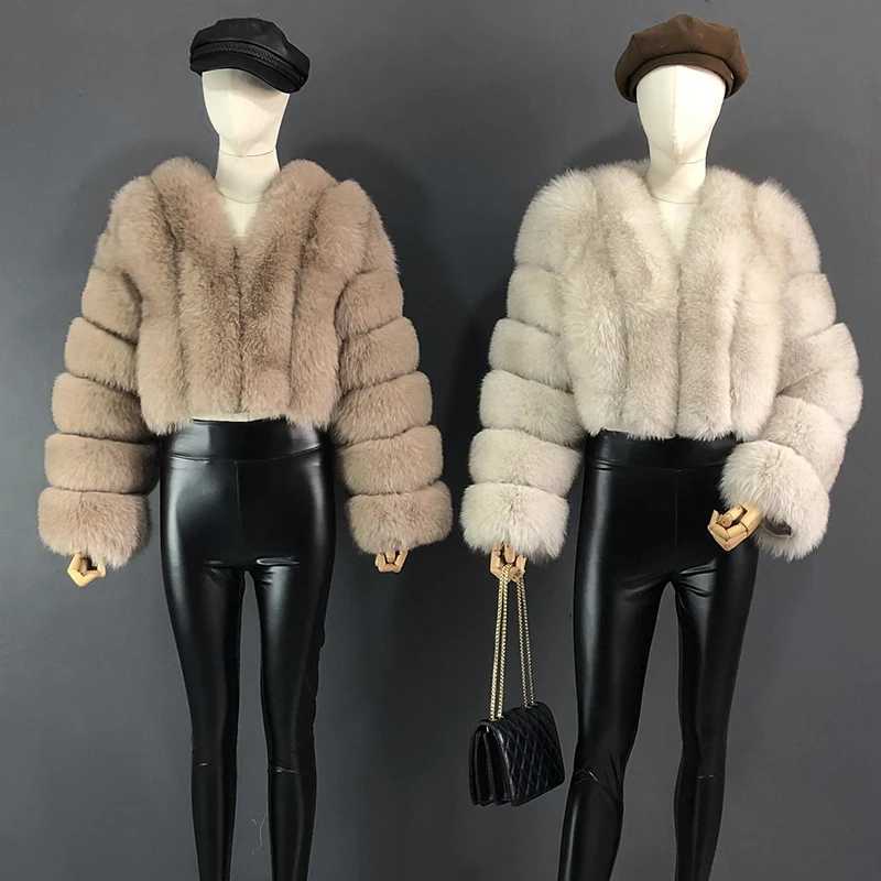 2023 new womens fur coat real fox fur leather jacket natural fox fur short sleeved clothing long sleeved womens coat W241010
