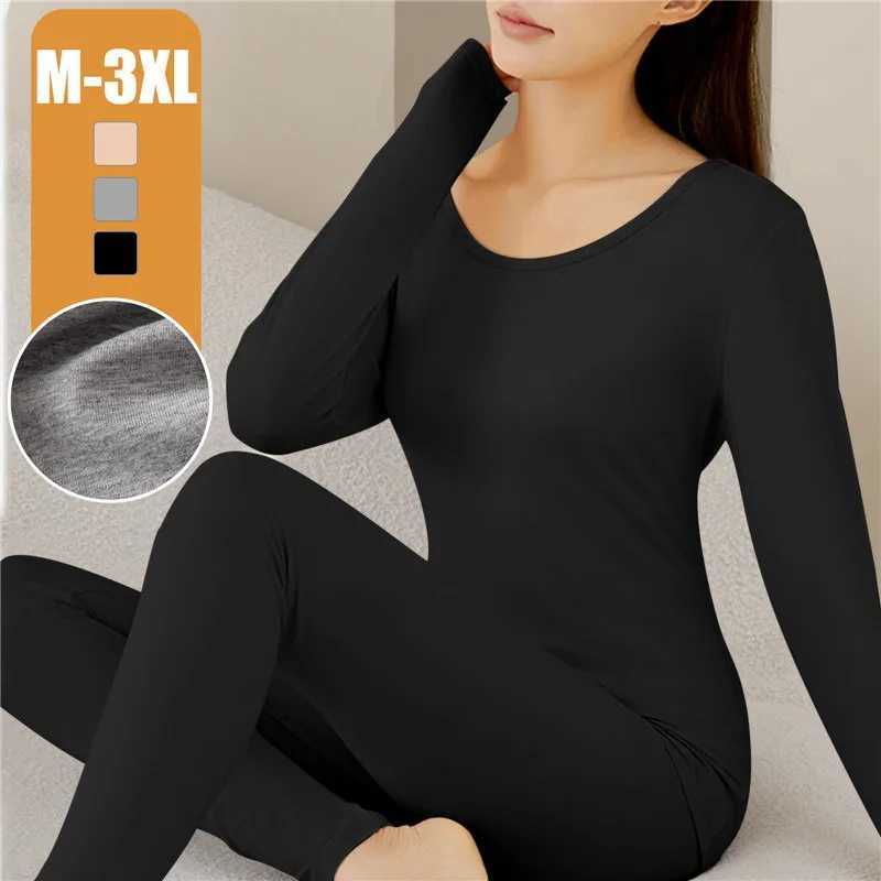 Women's Thermal Underwear New Autumn Winter Womens Thermal Underwear Set Long Johns Base Layer Flce Lined Soft Top Bottom 2 Pieces Set Thermal Se