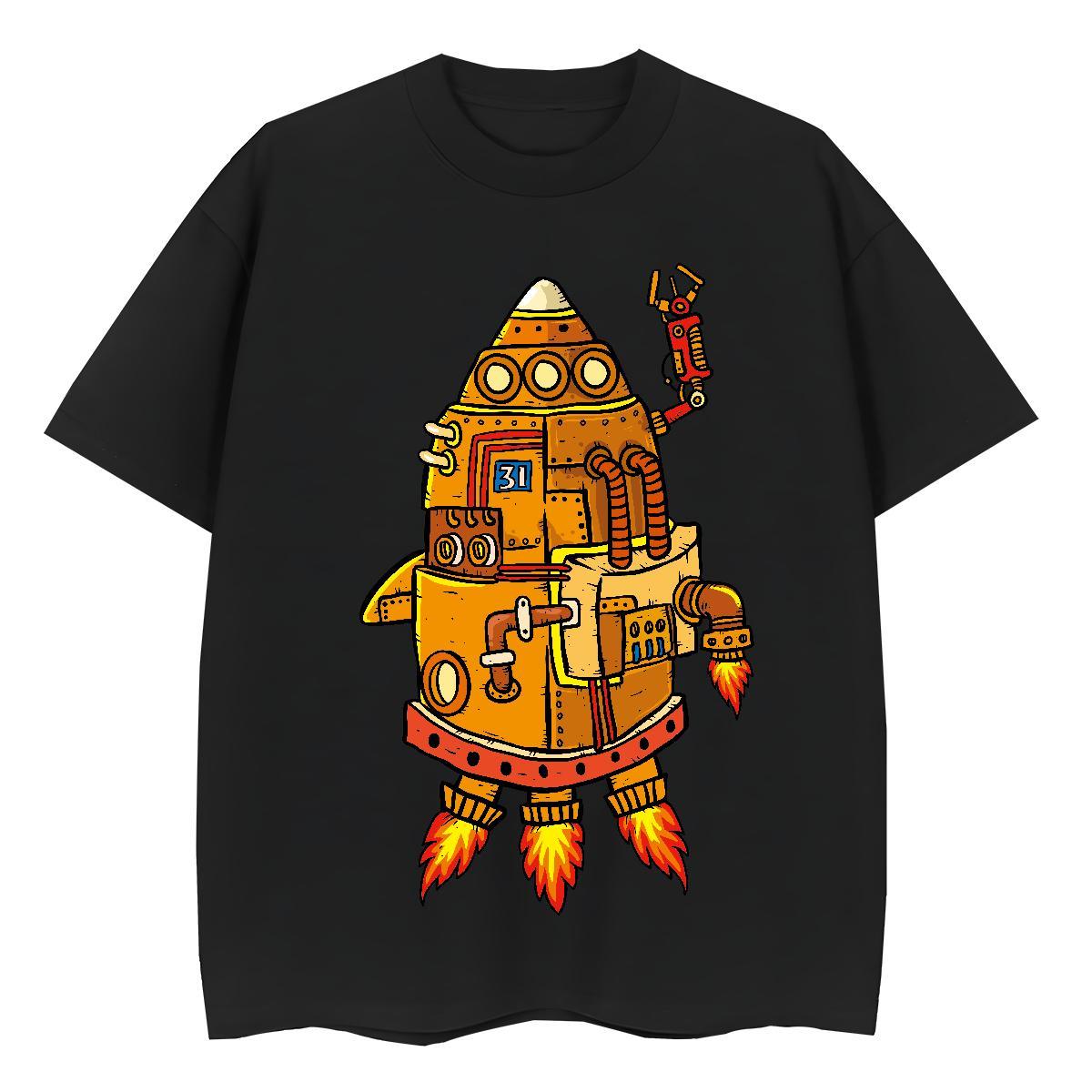 TOP Quality T shirt 230g Cotton Breathable Crew Neck Casual robot Womens Tshirts Wholesale Cartoon Anime Polos