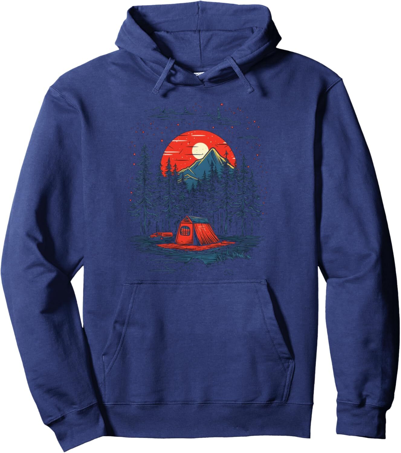 Hoodie for Mens Womens Wilderness Camping Tent Sunset Mountains Trees Camper Gifts Pullover Hoodie Graphic Hoodies sweatshirt
