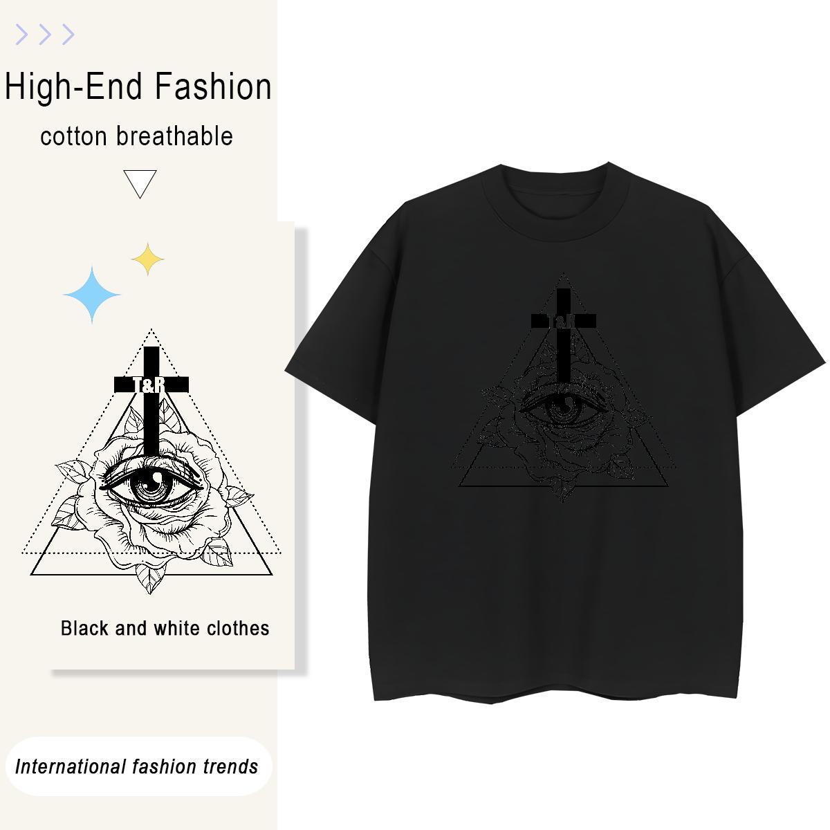 2024 Designer T shirt 230g Cotton Breathable Crew Neck Casual Daily Wear eye of the devil Unisex Tshirts Loose Cartoon Floral Printing Tops