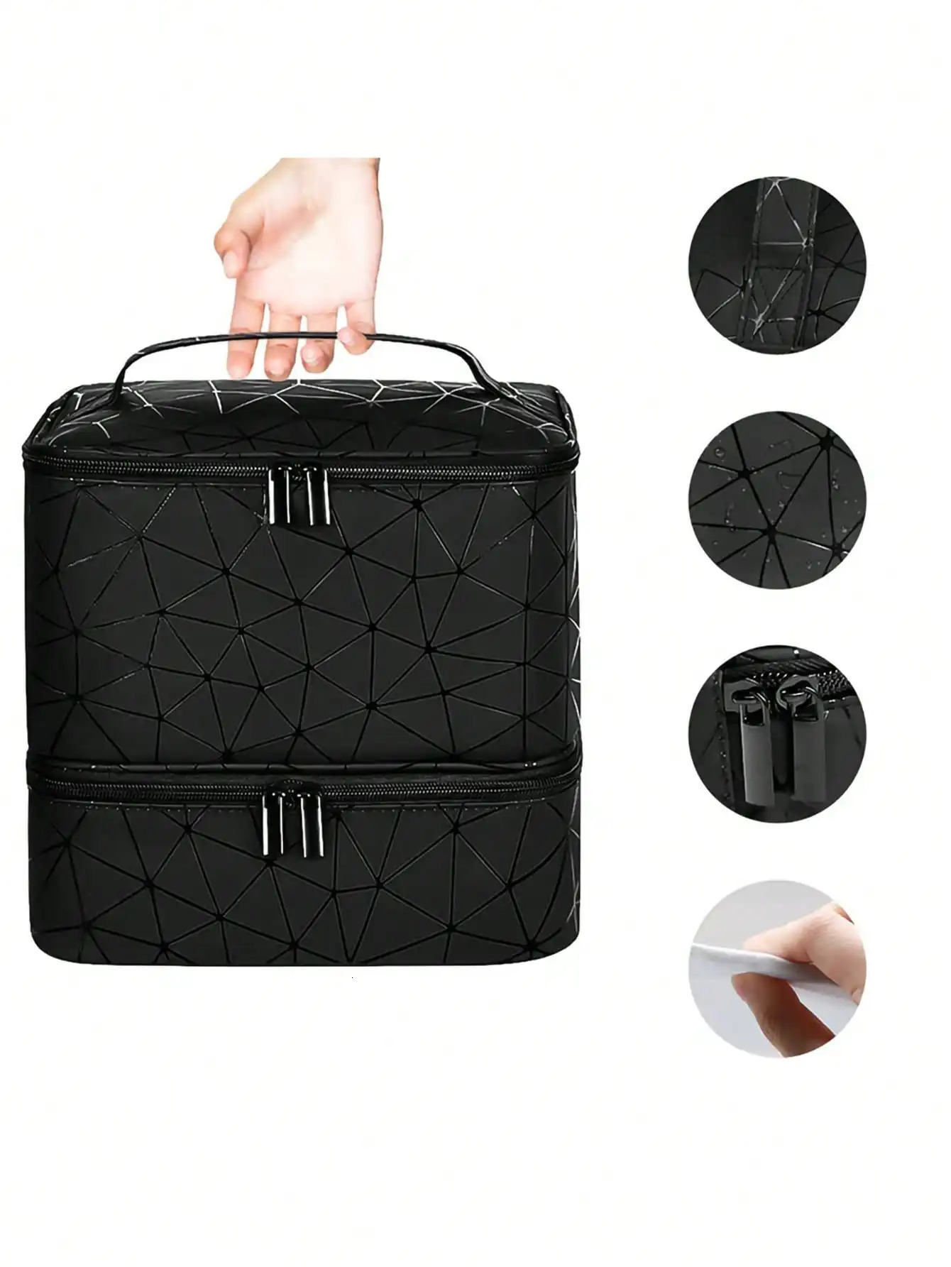 Womens portable double-layer nail polish storage bag organizer travel essential oil storage box multi-function storage bag 241008