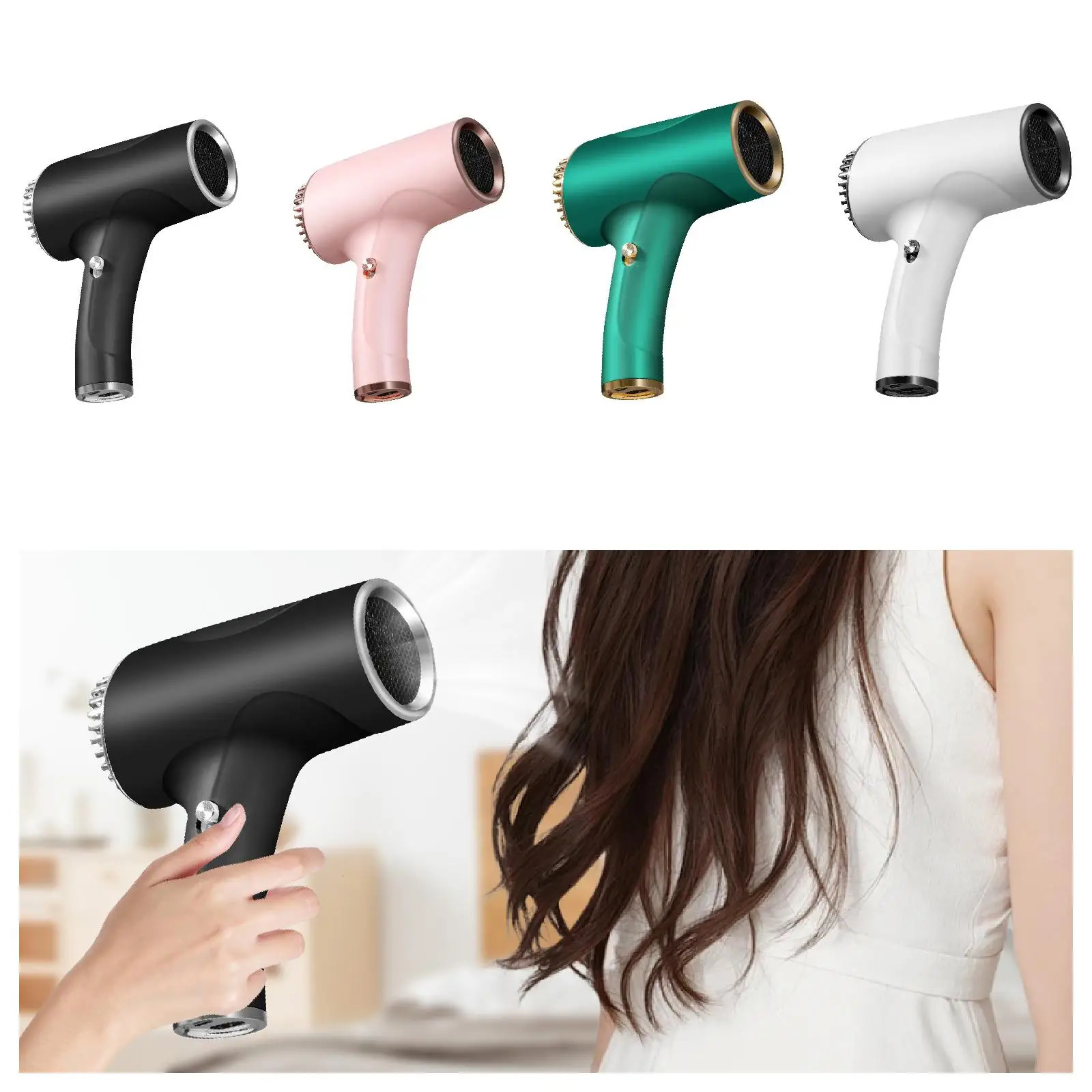 Portable Hair Dryer Blow Dryer Elegant Lightweight Low Noise Fast Drying Hair Care Dryer Hairdryer for el Dorm 241009