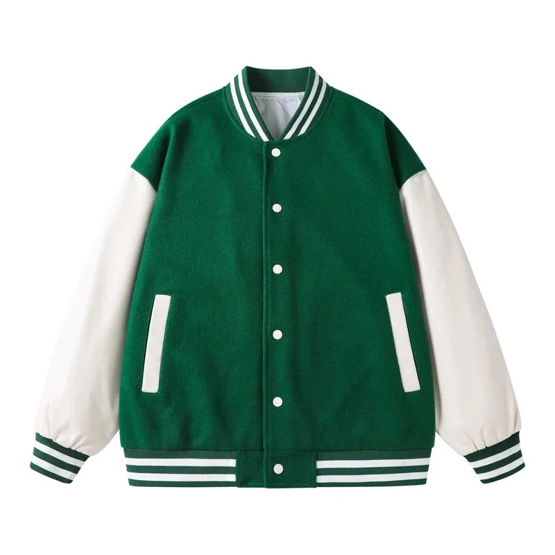 Baseball Jacket Fashion High Quality Patchwork Button Leather Sleeves Sports Womens Team Customization 241011