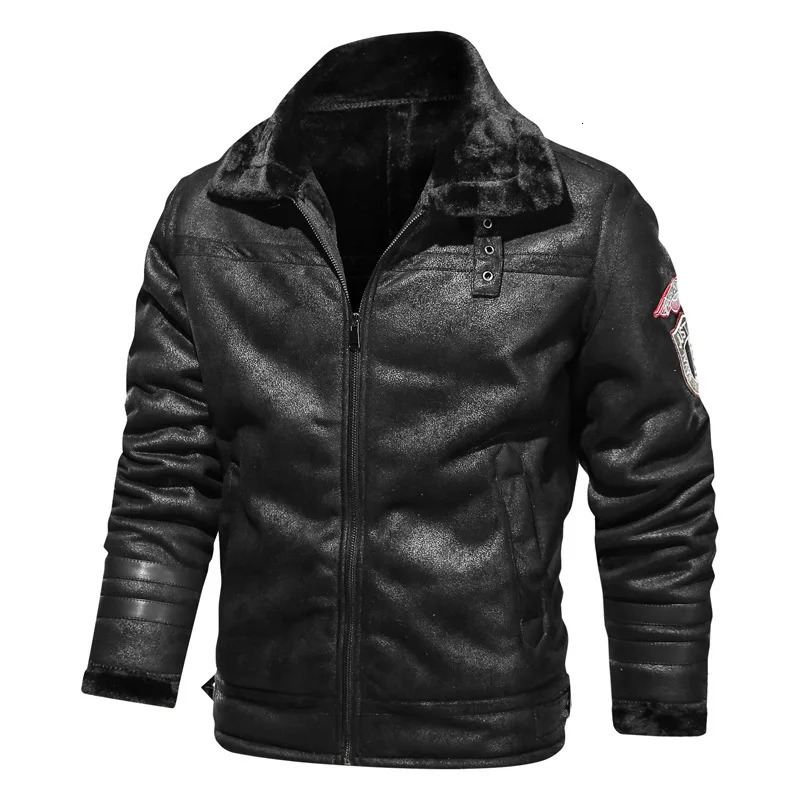 tactical synthetic leather jacket wool jacket fur inner windshield mens winter thick warm military bomber Pu 240927