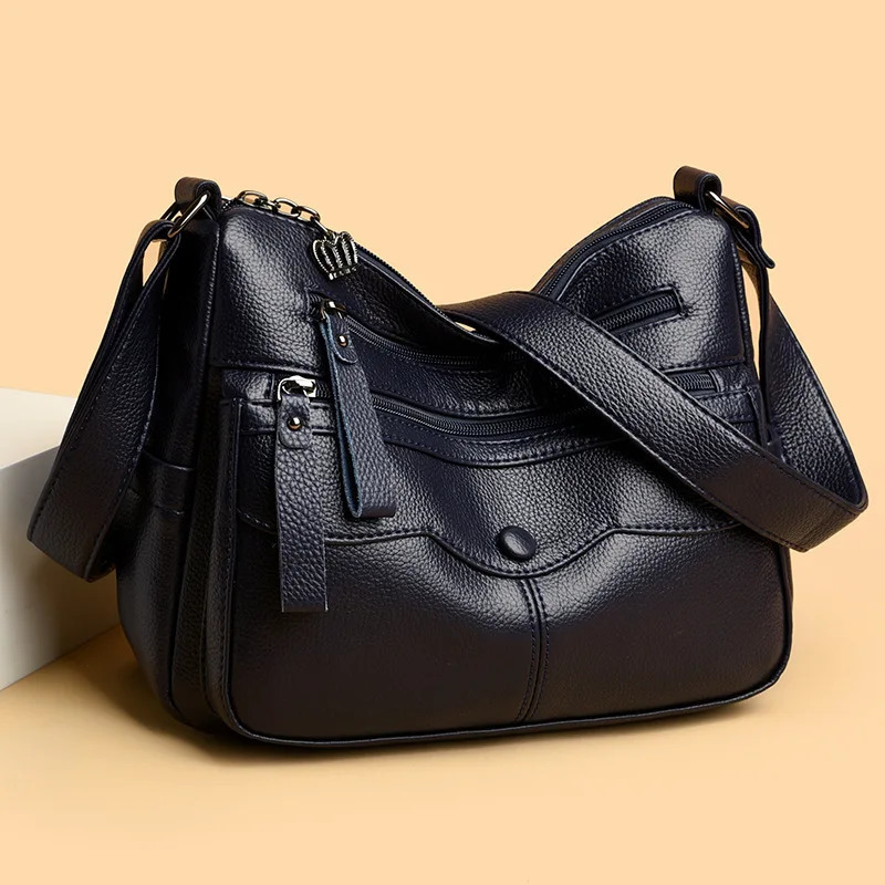 20024 Womens Cross border Bag Womens Fashion Mother Soft Leather Large Capacity Shoulder Bag Messenger Bag High Capacity 241008