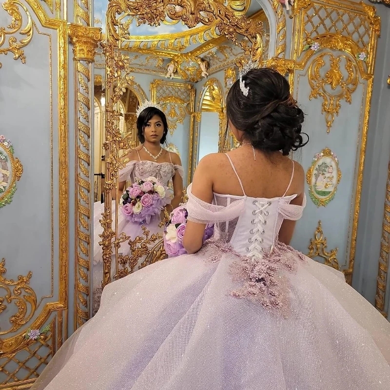 Light Lavender Quinceanera Dresses Ball Gown Birthday Party Dress Applique Lace Up Graduation Sweetheart Swet 16 vestidos 15 Anos