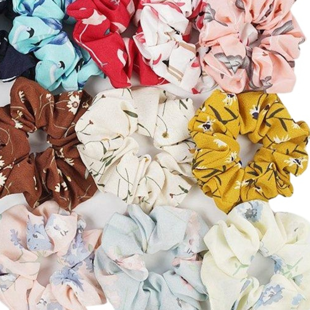 Women Elastic Hair Bands Floral Flamingo Print Sports Dance Scrunchie Soft Hairband Elastic Ponytail Holder Scrunchies Tie Head Rope Cuerda Para La Ca