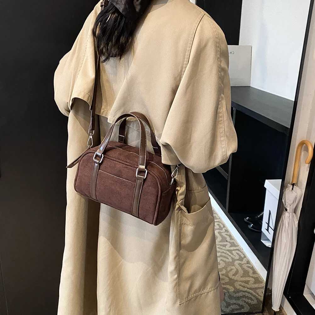 Ladies Suede Tote Bag Adjustable Strap Top Handle with Interior Pocket Zipper Handbag for Work Travel 241011