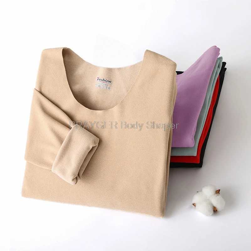 Women's Thermal Underwear Womens hot underwear warm seamless top sexy winter set Y241011F5K4
