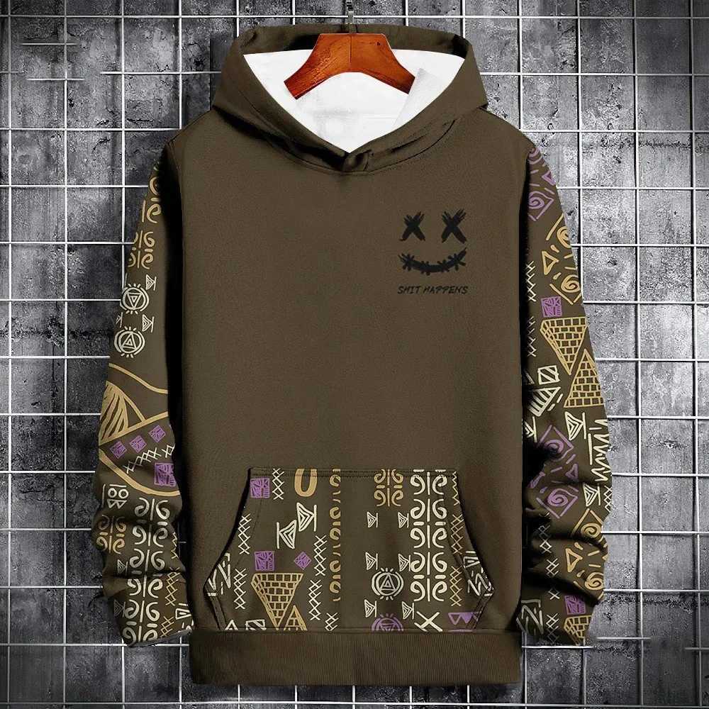New Spring Autumn Hoodie Mens 3d Ethnic Pattern Stitching Print Long Sleeve Sweatshirt Fashion Street Hoodie Pullover Oversized LX241011