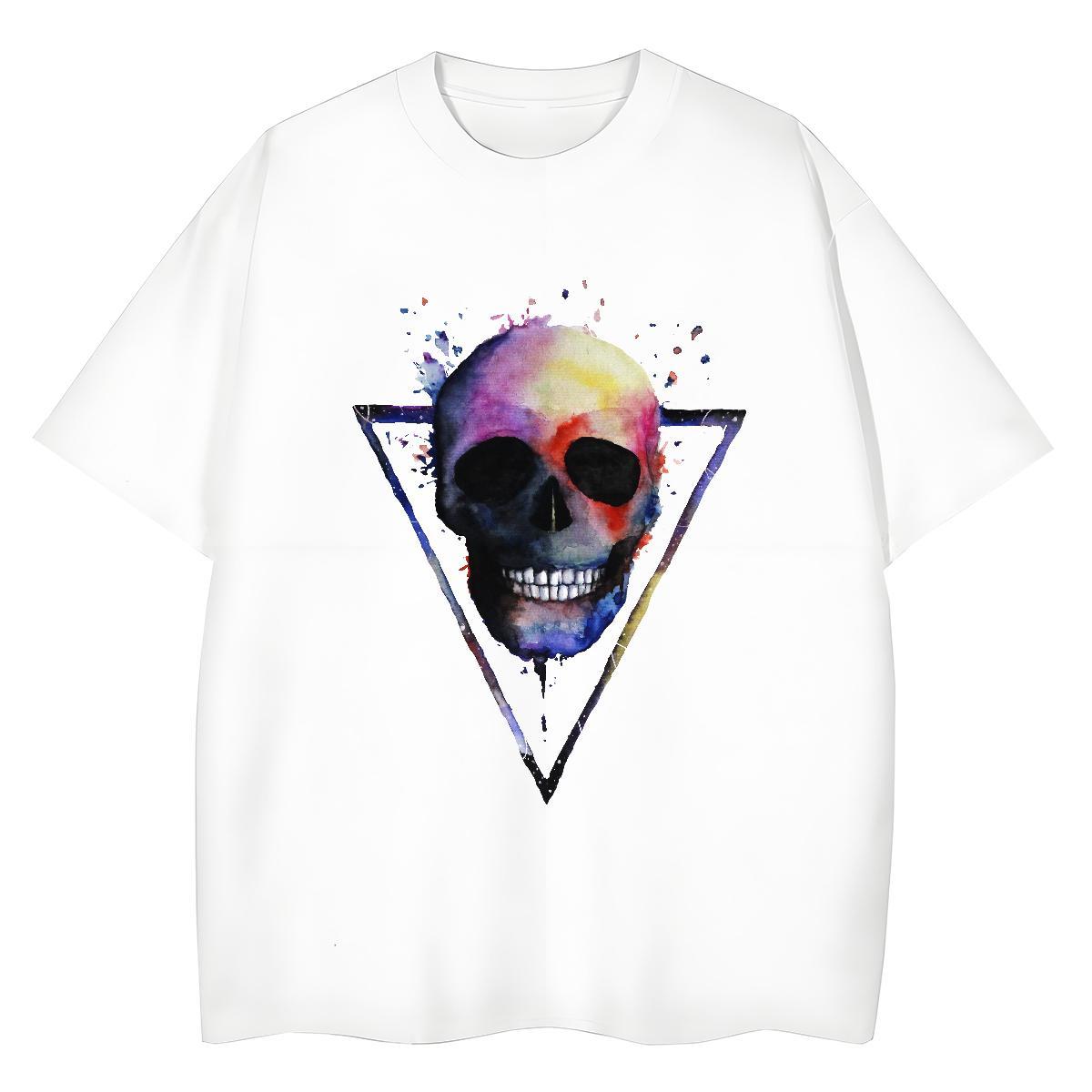 2024 Womens T Shirts 230g Pure Cotton Breathable Crew Neck Outdoor skull Womens Tshirts High quality Cartoon Printing L-4XL Clothes Shirt