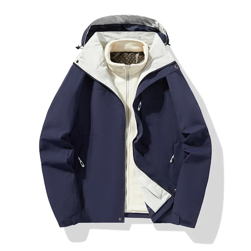 Outdoor hard shell autumnwinter graphene detachable three in one or two piece wool thick silver fox jacket 241010