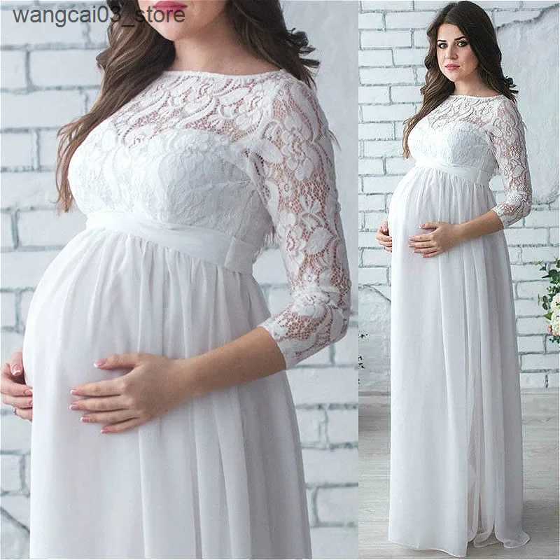 Maternity Dresses Women Pregnant Maternity Dress 2021 Pregnancy Clothes Long Sleeve Lace Party Maxi Dress Maternity Clothes for Photography Props L240