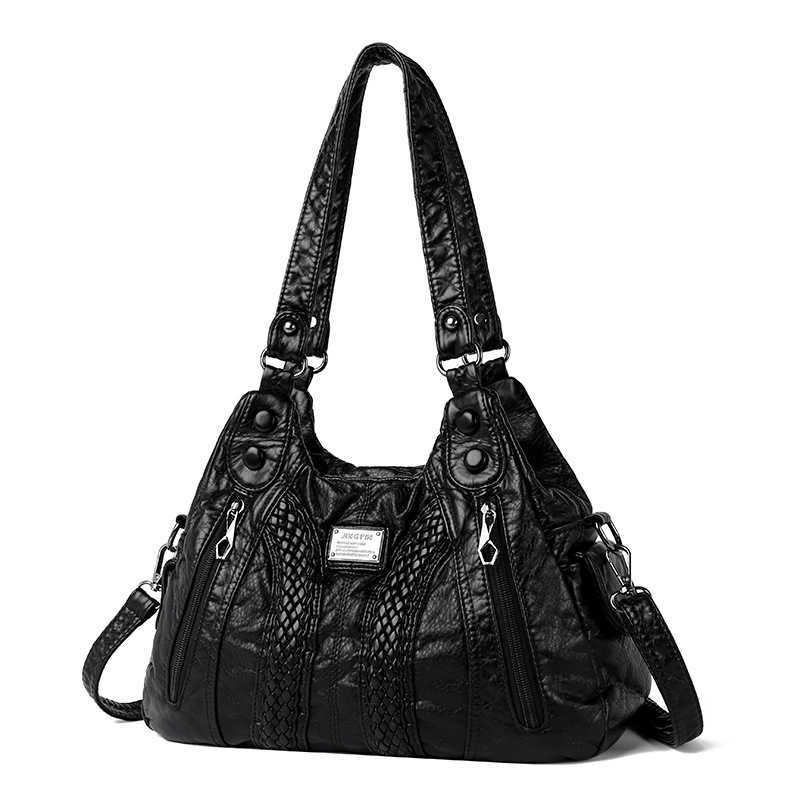Bag women fashionable washed leather tote bag, large capacity versatile, middle-aged mother shoulder bag slung diagonally 241015