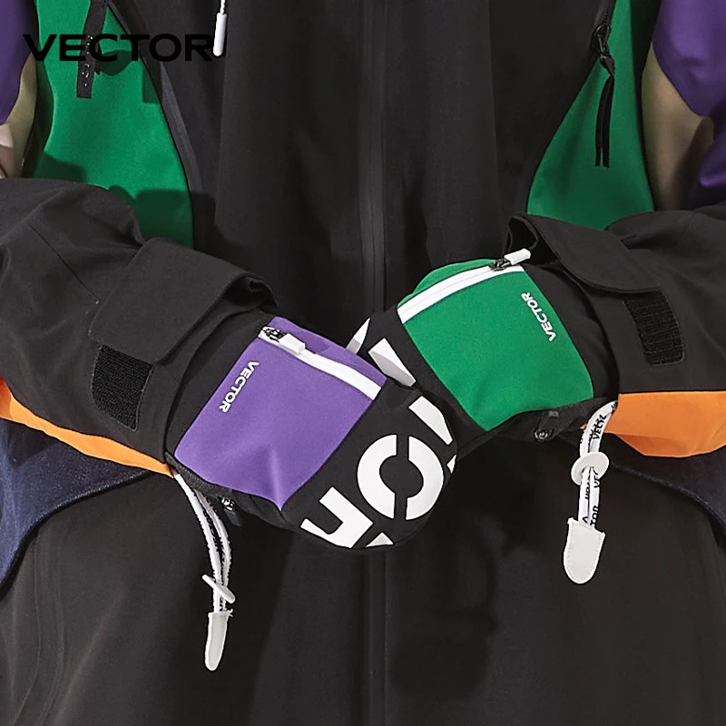 Vector Womens Outdoor Double Skiing Board Wear resistant Semi Independent Gloves Cotton 240906