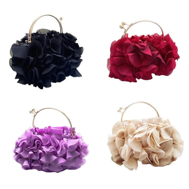 Flower Handbag Trendy LadyPurse Evening Bag Crossbody Shoulder Elegant Party Banquet Wedding Clutches Floral Tote 240925