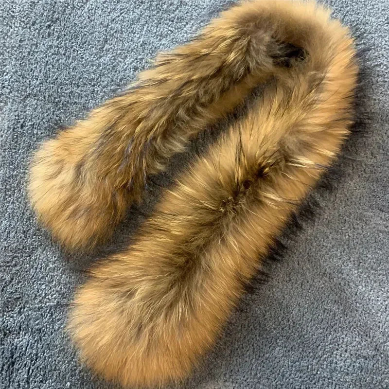 100% genuine fur necklace for women warm natural raccoon fur scarf childrens winter down jacket hooded fur decorative jacket accessories 241011