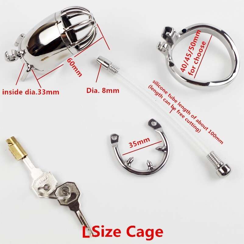 Stainless Steel Anti-separtion Chastity Lock with Urethral Sounds Catheter Stimulate Cock Cage Penis Ring Sm Sex Toy for Man Gay