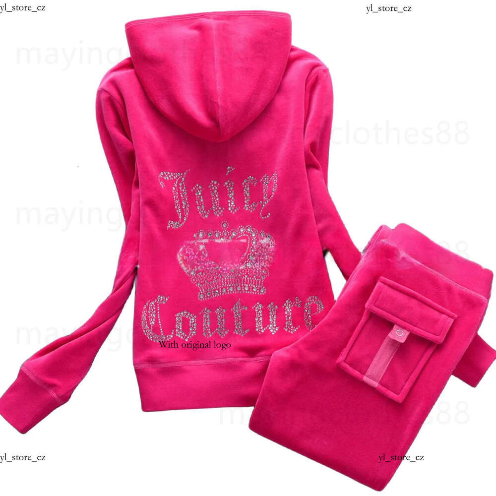 Juicy Lovers Brand Womens Juicy Tracksuit Autumn Spring Women Sporting Suits Slim Casual Velvet Women Tracksuits Hooded Collar Jogging Sportswear Size Xs-3Xl a4a