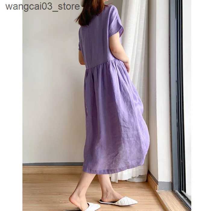 Maternity Dresses New Long Sleeve Maternity Dress Fashion Clothes for Pregnant Women V-neck Boho Cotton Linen Loose Lantern L240910