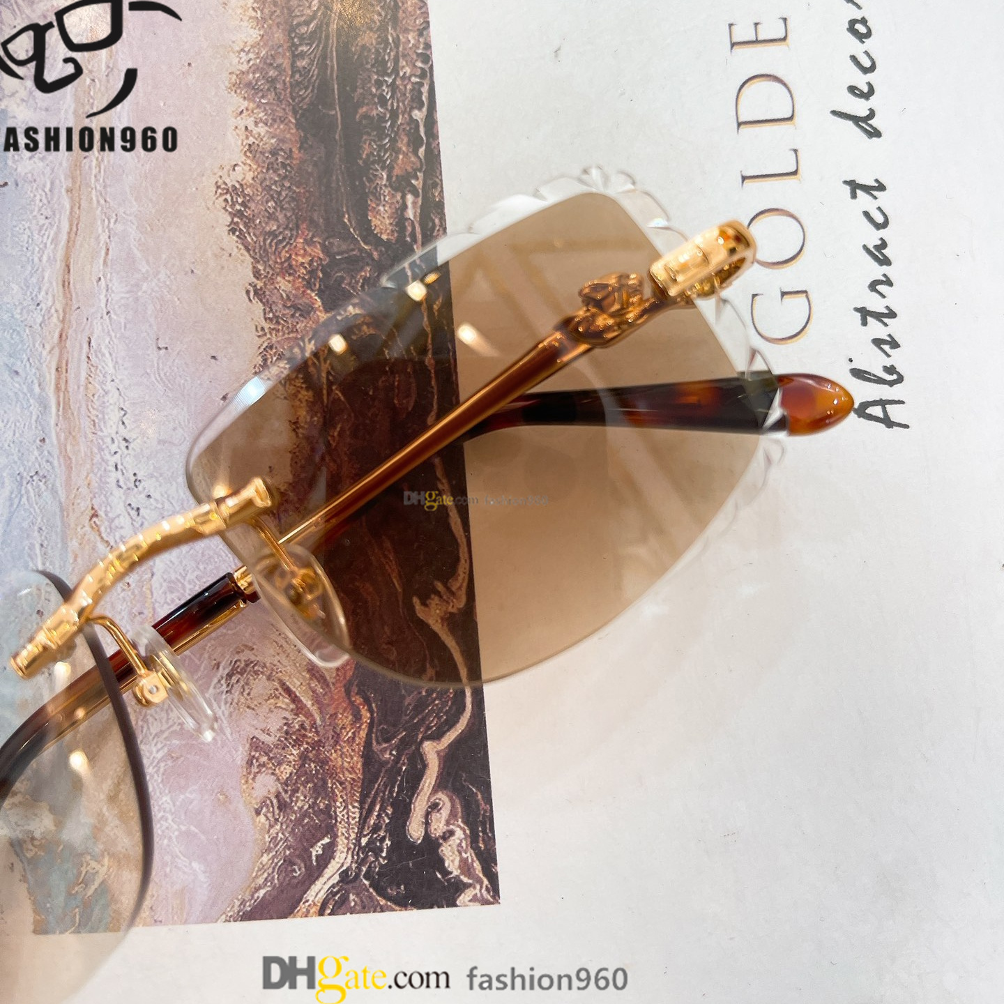 rimless sunglasses color changing lenses buffs designer shades UV400 mya prescription Sunglasses dia cut glasses mutlicolors Metal Frame original box
