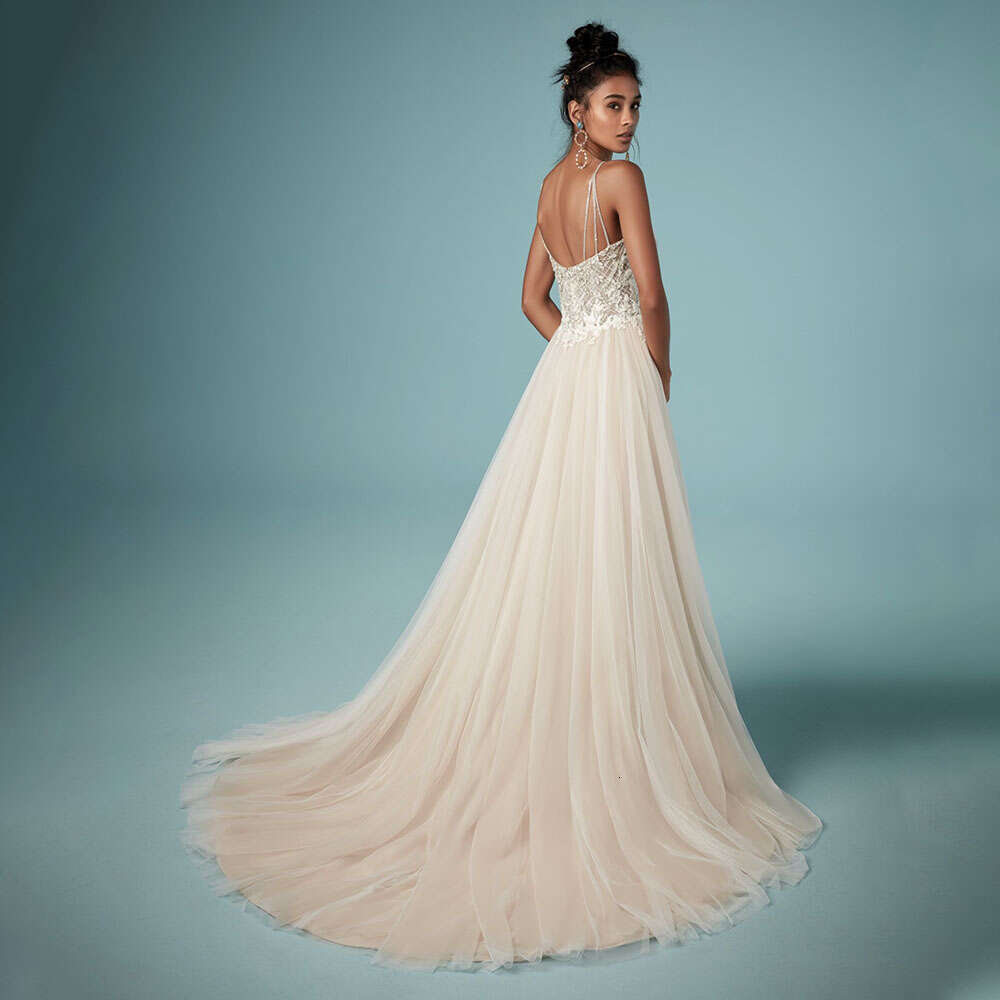 Sexy A e Bridal Gowns 2024 V-neck Sleeceless Wedding Dress Hammock Backless Custom Made High Quality Princess Bride Dresses