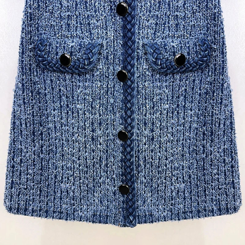 Autumn Coarse Knitted Womens Mini Dress Square Collor Short Sleeve Womens Party Dress with Belt and Pocket 241010