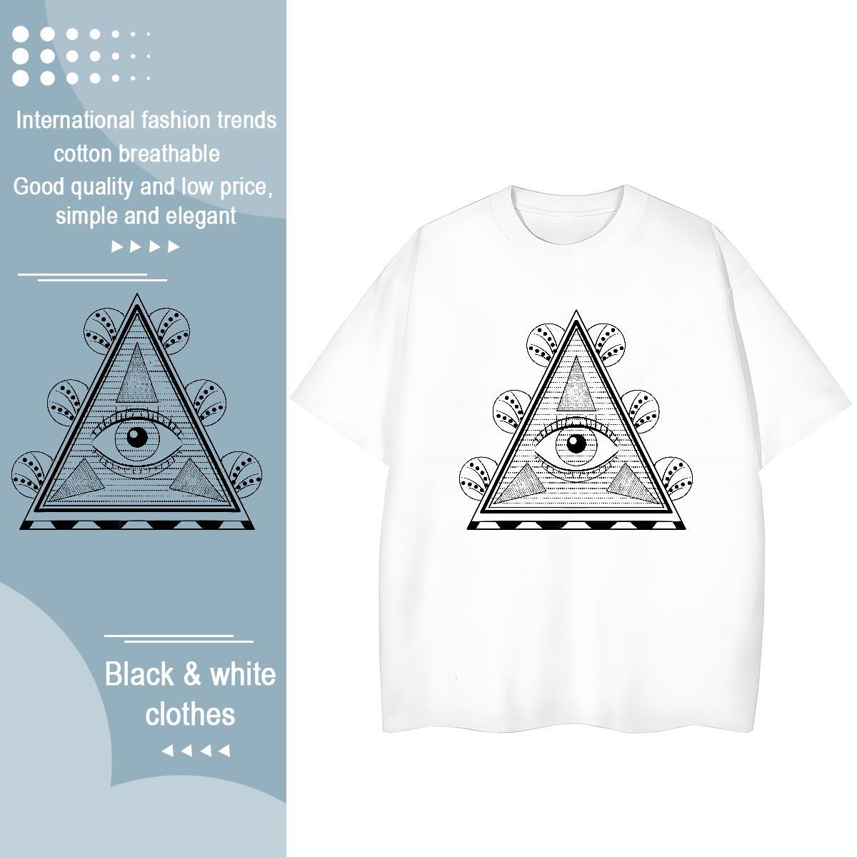 Classic T-Shirts for Women 230g Pure Cotton O-Neck Short Sleeve Home Outdoor eye of the devil Women Tshirts Lady Anime Clothes