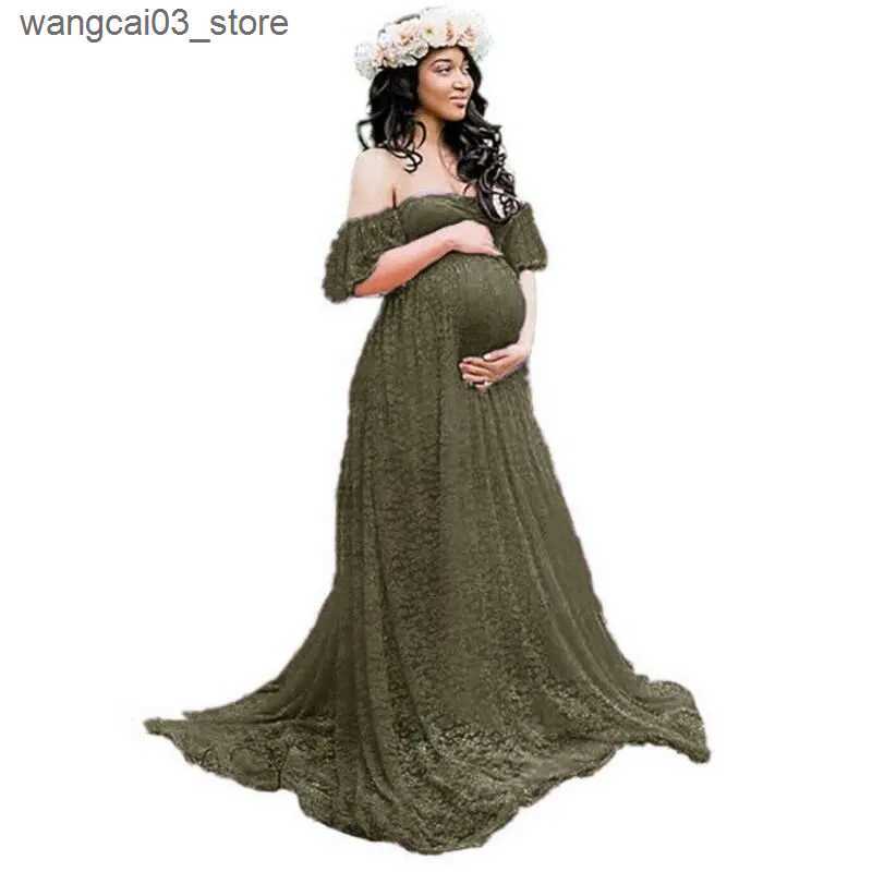 Maternity Dresses Maternity Photography Props Lace Long Dress Pregnancy For Photo Shoot Gown Maxi Summer Pregnant Women Plus Size Mother Clothes L2409