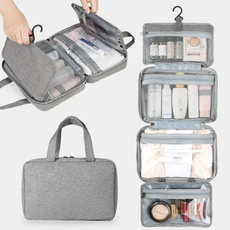 Travel clothes hanger toilet bag waterproof cosmetics storage bag bathroom beauty washing bag accessories towel bag wet dry separation bag 241008