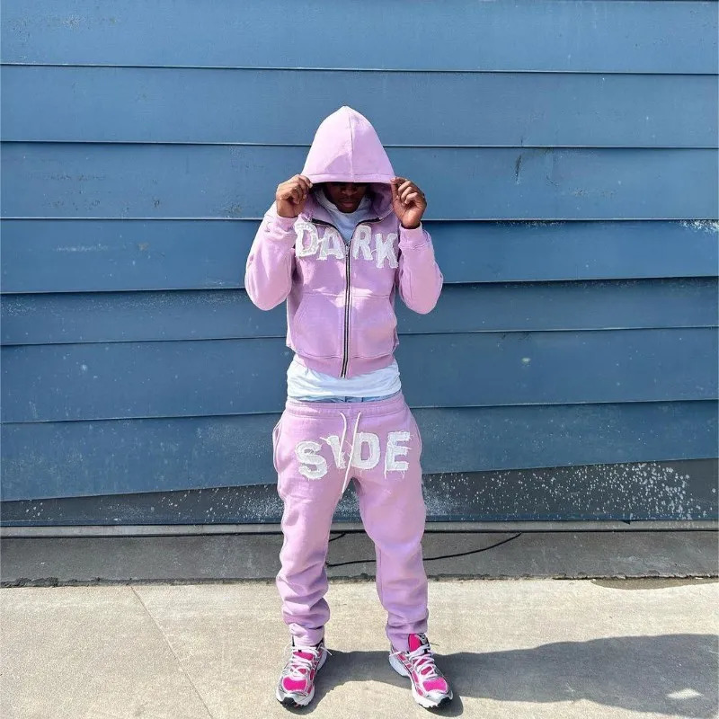 American Letter Printed Jacket High Streetwear Fashion Oversized Hoodie Women Men Punk Casual Harajuku Pullover Sweatshirt Top 241009