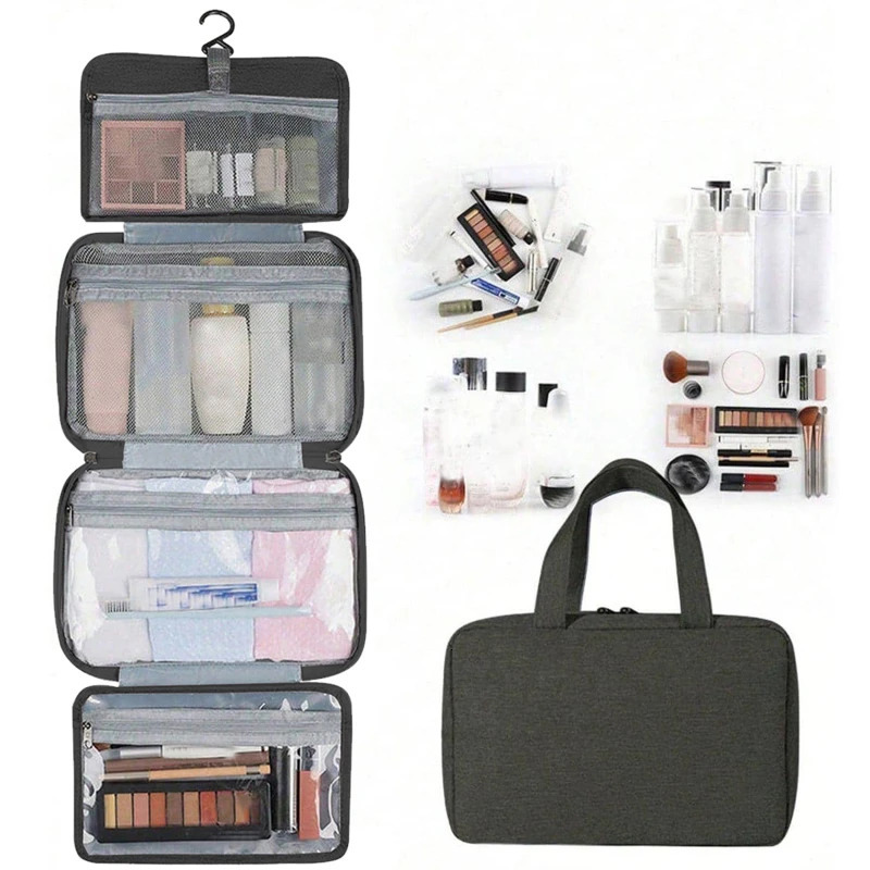 Travel clothes hanger toilet bag waterproof cosmetics storage bag bathroom beauty washing bag accessories towel bag wet dry separation bag 241008
