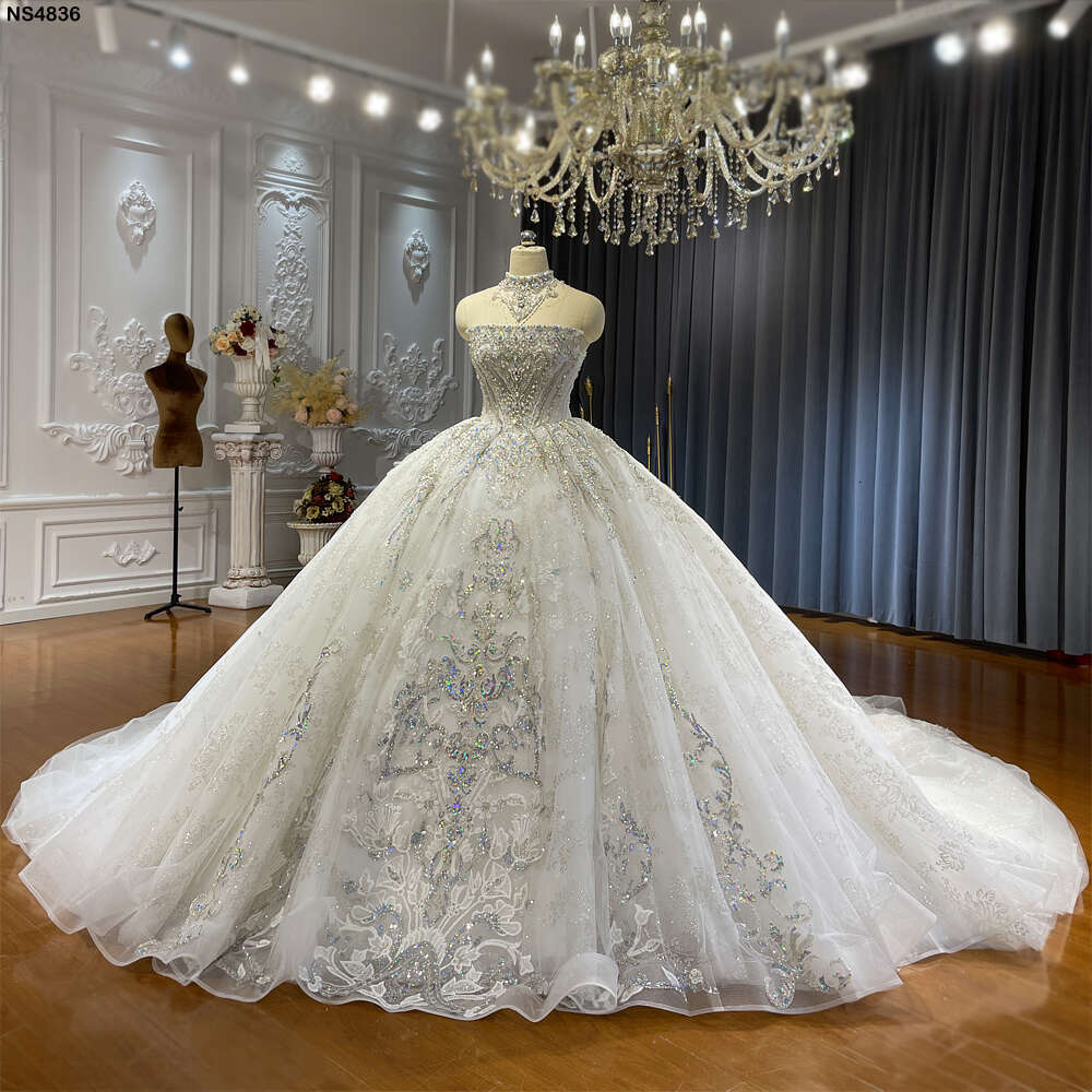 Strapless Colorful Sequin Lace Wedding Dress Wedding Dress Ball Gown Sweetheart Off The Shoulder Sequins or-Length Princess Bride Vestido De Noiva Cus