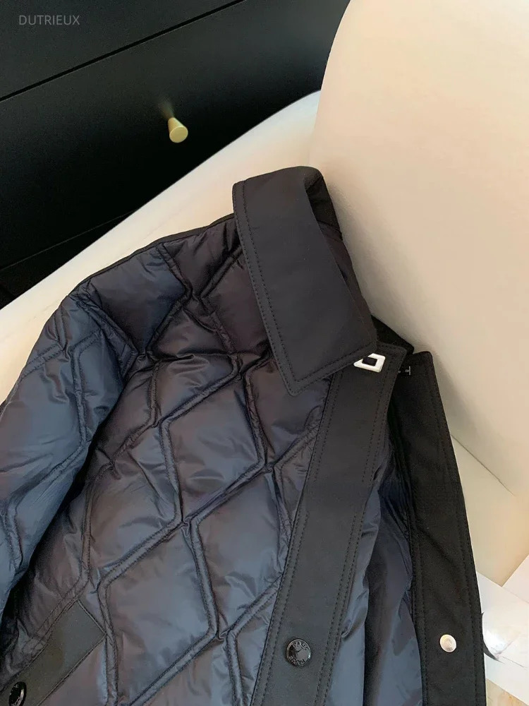 Fashion Solid Leisure Diamond Thick Warm Womens Park Winter Single Chest Retro Jacket Y2K Fully Matched Loose 241010