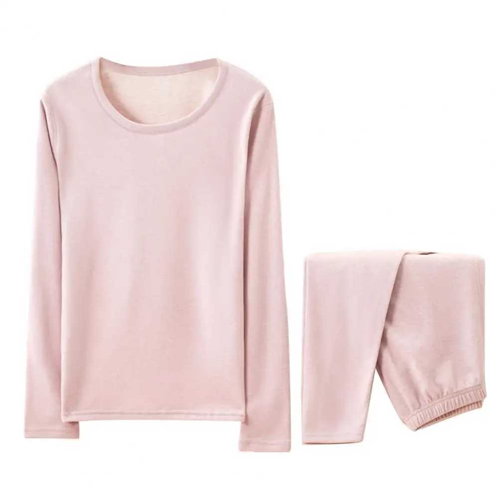 Women's Thermal Underwear 2-piece/set winter neutral hot underwear set seamless long Slve warm thick plush slim fit elastic cold weather pajamas 