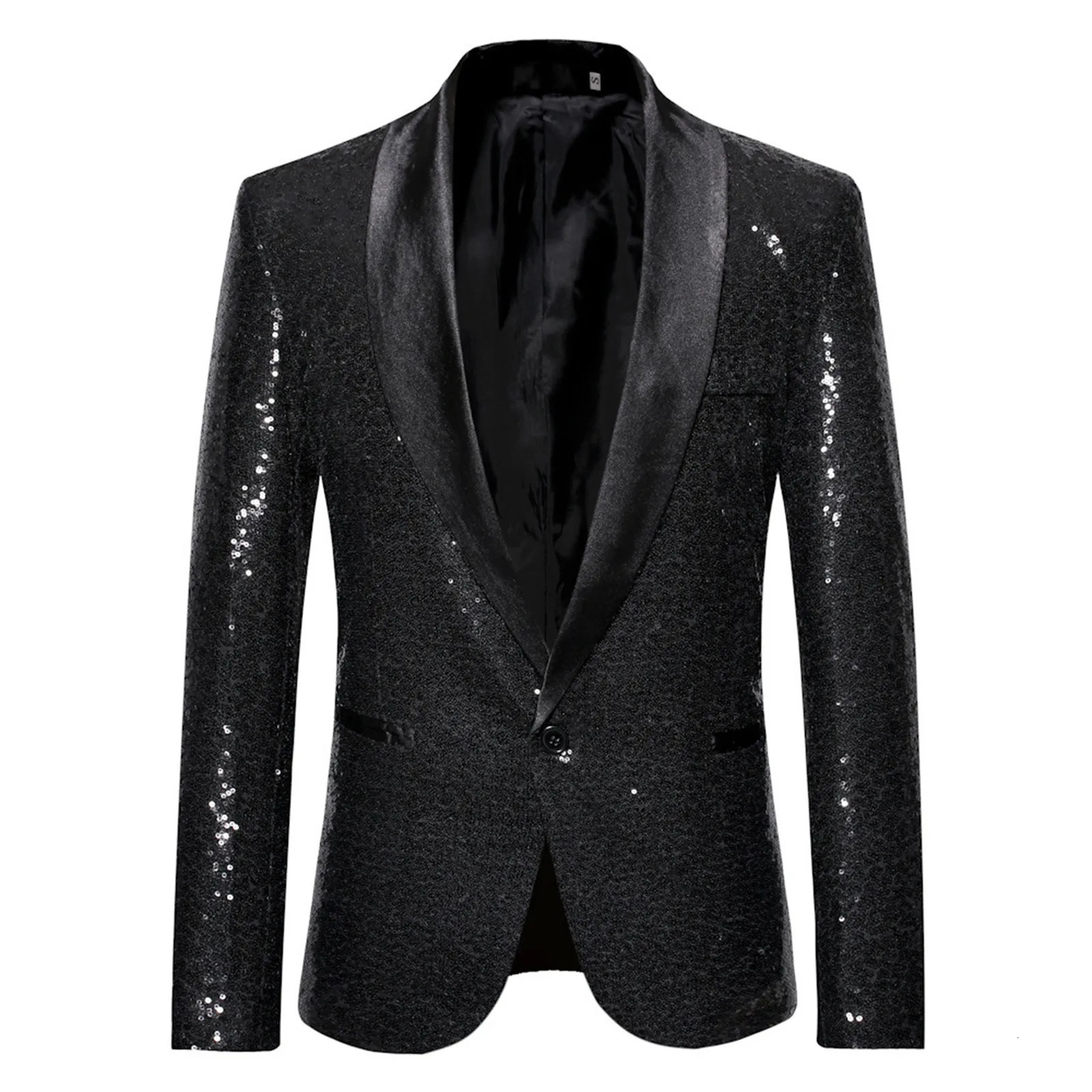 Mens casual fashion set with sequins mens stage personalized performance Emcee sequin solid color set casual clothing 241007