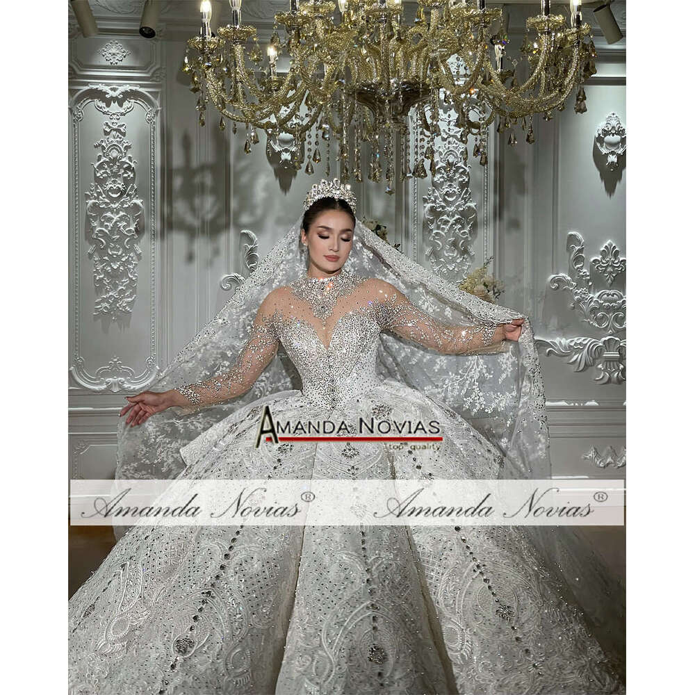 Amanda Novias Rhies Wedding Dress Off The Shoulder Sequins or-Length Princess Bride Vestido De Noiva Custom Made