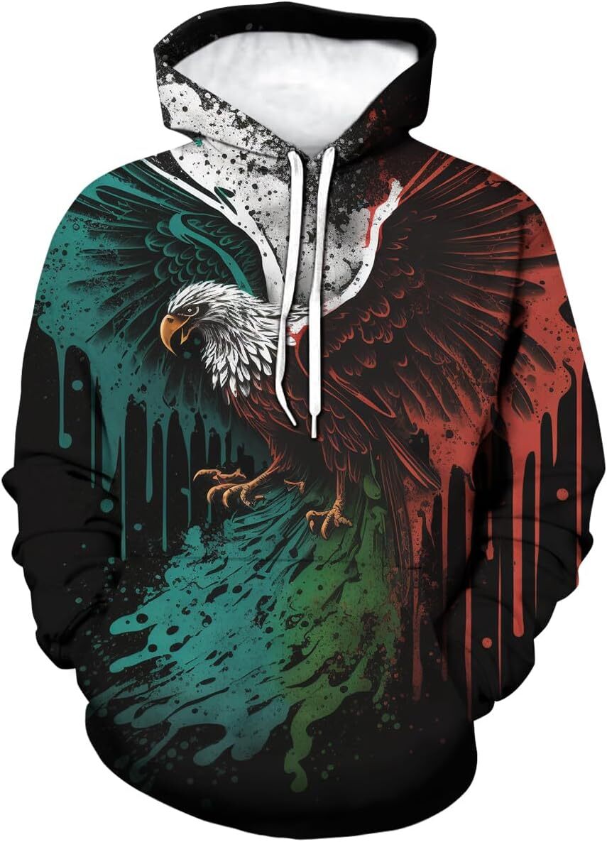 Hoodie for Mens Womens Mexico Eagle Pattern Hoodie Mens Graphic Hoodies For Muscle Fitness and Fashionable Style Graphic Hoodies sweatshirt keep warm
