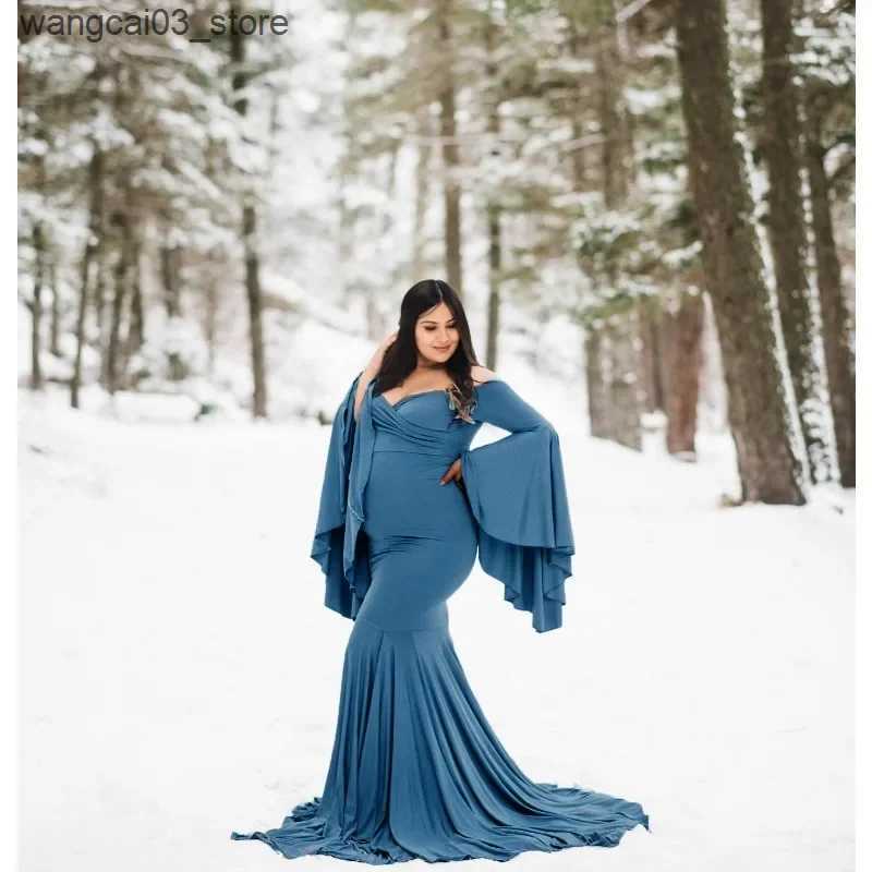 Maternity Dresses Silk Maternity Dress Photography Long Dress Slash Neck Satin Baby Shower Dresses Pregnancy Dress For Photo Shoot L240910