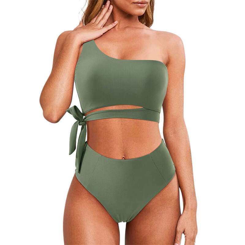 2023 Women's New Single Shoulder Strap Bikini Split Vest Swimsuit